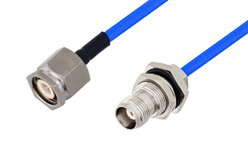 TNC Male to TNC Female Bulkhead Cable Using PE-141FLEX Coax, RoHS