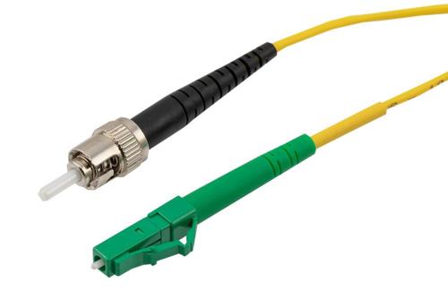 Fiber Optic Patch Cable, Simplex LC APC to ST UPC, SM OS2, 2.0mm Plenum, Yellow