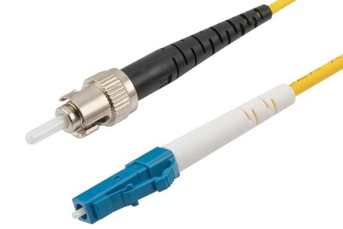 Fiber Optic Patch Cable, Simplex LC UPC to ST UPC, SM OS2, 2.0mm Riser, Yellow