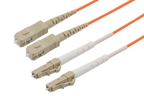 Fiber Optic Patch Cable, Dual LC UPC to SC UPC, MM OM1, 2.0mm LSZH, Orange