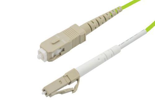 Fiber Optic Patch Cable, Simplex LC UPC to SC UPC, MM OM5, 2.0mm Riser cable, Lime Green