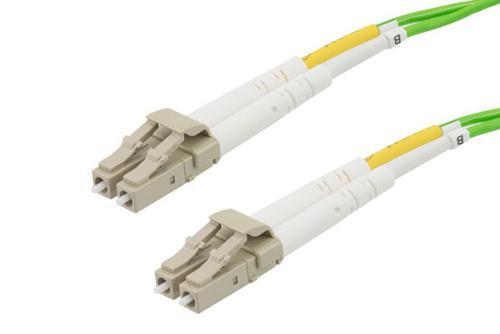Fiber Optic Patch Cable, Duplex LC UPC to LC UPC, MM OM5, 2.0mm Riser, Lime Green