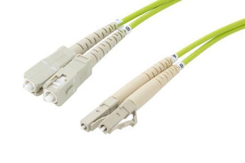Fiber Optic Patch Cable, Dual LC UPC to SC UPC, MM OM5, 2.0mm Plenum, Lime Green