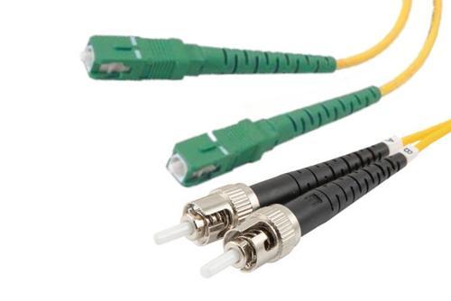 Fiber Optic Patch Cable, Dual SC APC to ST UPC, SM OS2, 2.0mm Plenum, Yellow