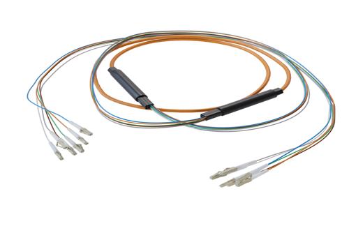 6-Fiber LC UPC to LC UPC, OM1 Multimode Distribution Cable, 5.0mm Plenum, 2.0mm breakout, Orange