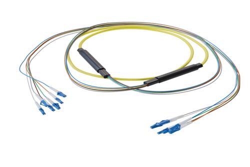 6-Fiber LC UPC to LC UPC, OS2 Single Mode Distribution Cable, 5.0mm Riser, 2.0mm breakout, Yellow