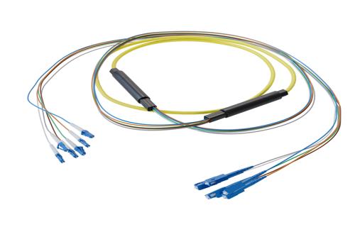 6-Fiber LC UPC to SC UPC, OS2 Single Mode Distribution Cable, 5.0mm Plenum, 2.0mm breakout, Yellow