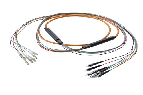 8-Fiber LC UPC to ST UPC, OM1 Multimode Distribution Cable, 5.6mm LSZH ...