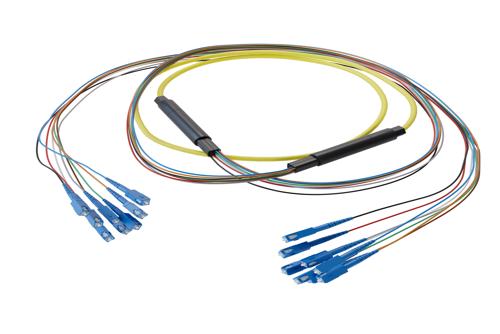 8-Fiber SC UPC to SC UPC, OS2 Single Mode Distribution Cable, 5.6mm Plenum, 2.0mm breakout, Yellow