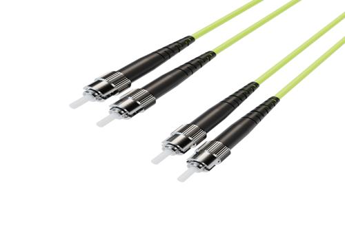 Fiber Optic Patch Cable, Duplex ST UPC to ST UPC, MM OM5, 2.0mm Plenum, Lime Green