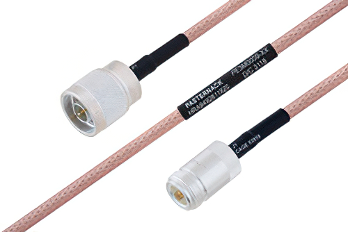 MIL-DTL-17 N Male to N Female Cable 200 cm Length Using M17/60-RG142 Coax