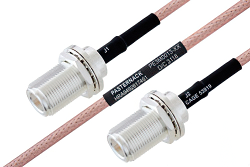 MIL-DTL-17 N Female Bulkhead to N Female Bulkhead Cable Using M17/60-RG142 Coax