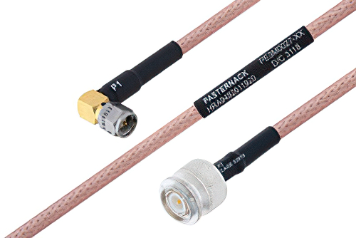 MIL-DTL-17 SMA Male Right Angle to TNC Male Cable 18 Inch Length Using M17/60-RG142 Coax