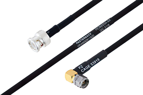 MIL-DTL-17 BNC Male to SMA Male Right Angle Cable Using M17/84-RG223 Coax