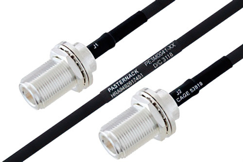 MIL-DTL-17 N Female Bulkhead to N Female Bulkhead Cable 72 Inch Length Using M17/84-RG223 Coax