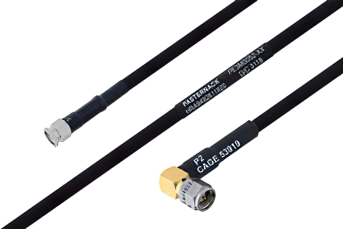 MIL-DTL-17 SMA Male to SMA Male Right Angle Cable Using M17/84-RG223 Coax