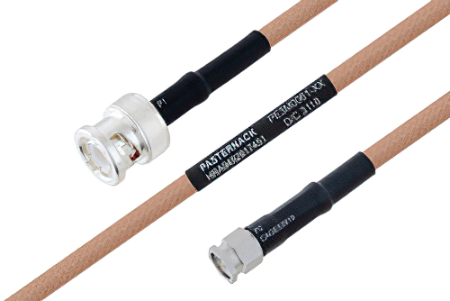 MIL-DTL-17 BNC Male to SMA Male Cable 18 Inch Length Using M17/128-RG400 Coax