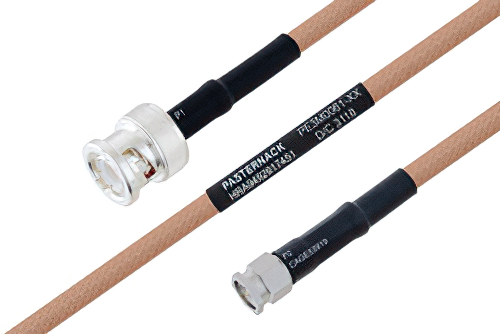 MIL-DTL-17 BNC Male to SMA Male Cable 24 Inch Length Using M17/128-RG400 Coax