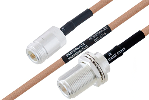 MIL-DTL-17 N Female to N Female Bulkhead Cable Using M17/128-RG400 Coax