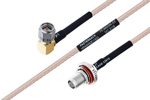 MIL-DTL-17 SMA Male Right Angle to SMA Female Bulkhead Cable Using M17/113-RG316 Coax