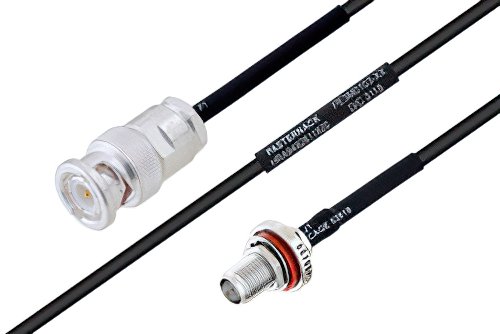 MIL-DTL-17 BNC Male to SMA Female Bulkhead Cable Using M17/119-RG174 Coax