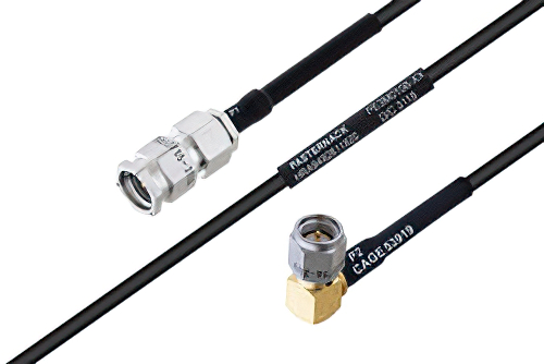 MIL-DTL-17 SMA Male to SMA Male Right Angle Cable Using M17/119-RG174 Coax