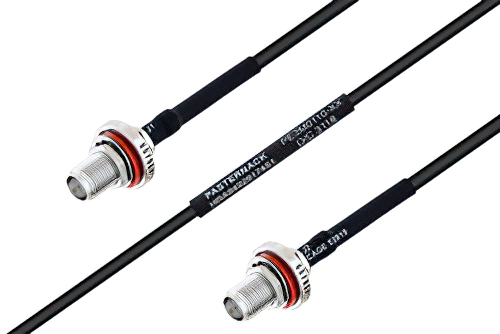 MIL-DTL-17 SMA Female Bulkhead to SMA Female Bulkhead Cable 6 Inch Length Using M17/119-RG174 Coax