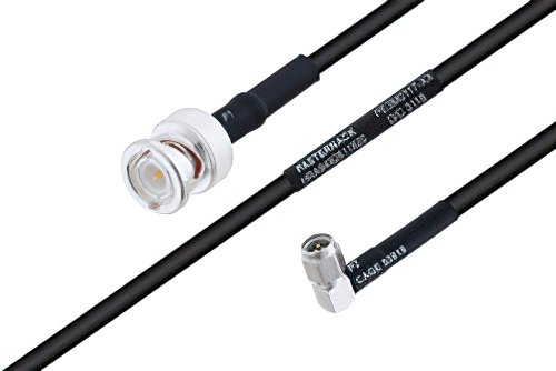MIL-DTL-17 BNC Male to SMA Male Right Angle Cable Using M17/28-RG58 Coax