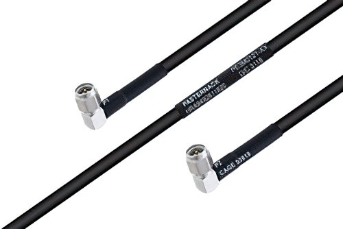 MIL-DTL-17 SMA Male Right Angle to SMA Male Right Angle Cable 12 Inch Length Using M17/28-RG58 Coax