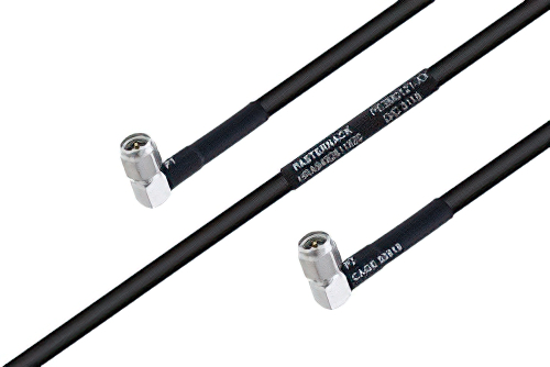MIL-DTL-17 SMA Male Right Angle to SMA Male Right Angle Cable 24 Inch Length Using M17/28-RG58 Coax