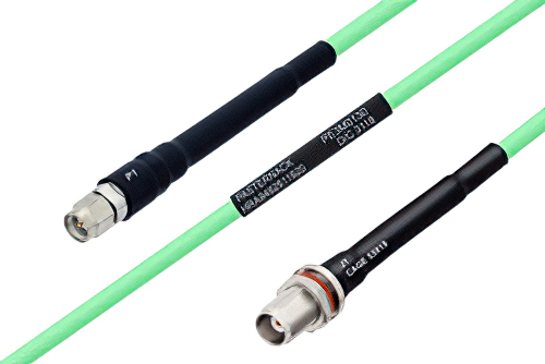 Temperature Conditioned SMA Male to TNC Female Bulkhead Low Loss Cable 100 cm Length Using PE-P142LL Coax