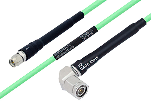 Temperature Conditioned SMA Male to TNC Male Right Angle Low Loss Cable 12 Inch Length Using PE-P142LL Coax