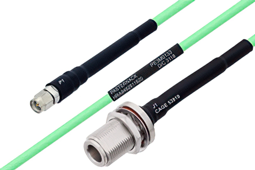 Temperature Conditioned SMA Male to N Female Bulkhead Low Loss Cable 39.37 Inch Length Using PE-P142LL Coax