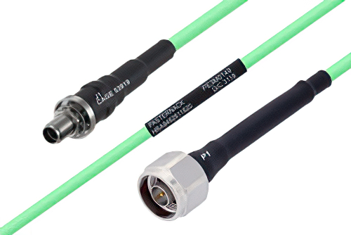 Temperature Conditioned SMA Female Bulkhead to N Male Low Loss Cable 12 Inch Length Using PE-P142LL Coax