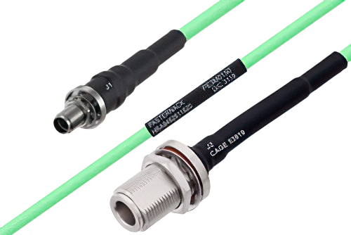 Temperature Conditioned SMA Female Bulkhead to N Female Bulkhead Low Loss Cable 24 Inch Length Using PE-P142LL Coax
