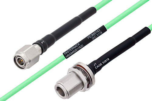 Temperature Conditioned TNC Male to N Female Bulkhead Low Loss Cable 100 cm Length Using PE-P142LL Coax