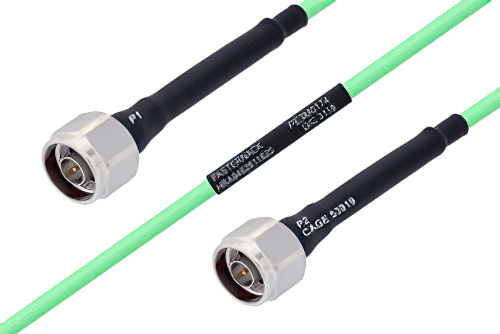 Temperature Conditioned N Male to N Male Low Loss Cable 100 cm Length Using PE-P142LL Coax
