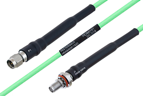 Temperature Conditioned SMA Male to SMA Female Bulkhead Low Loss Cable 100 cm Length Using PE-P160LL Coax