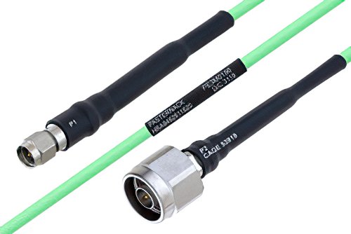 Temperature Conditioned SMA Male to N Male Low Loss Cable 36 Inch Length Using PE-P160LL Coax