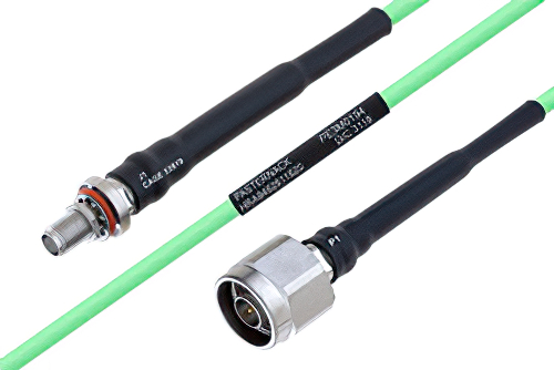 Temperature Conditioned SMA Female Bulkhead to N Male Low Loss Cable 18 Inch Length Using PE-P160LL Coax