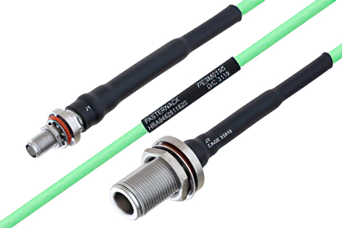Temperature Conditioned SMA Female Bulkhead to N Female Bulkhead Low Loss Cable 8 Inch Length Using PE-P160LL Coax