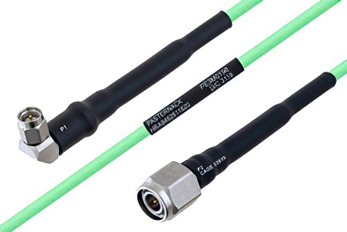 Temperature Conditioned SMA Male Right Angle to TNC Male Low Loss Cable 12 Inch Length Using PE-P160LL Coax