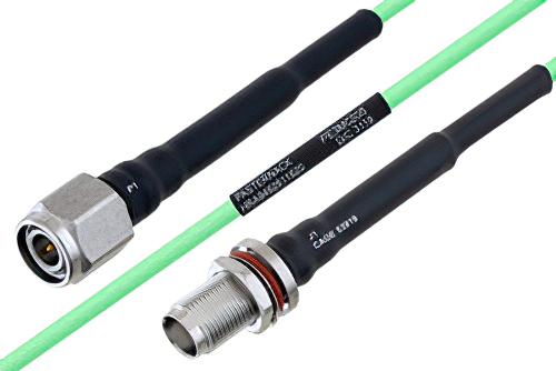 Temperature Conditioned TNC Male to TNC Female Bulkhead Low Loss Cable 8 Inch Length Using PE-P160LL Coax