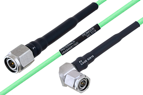 Temperature Conditioned TNC Male to TNC Male Right Angle Low Loss Cable 18 Inch Length Using PE-P160LL Coax