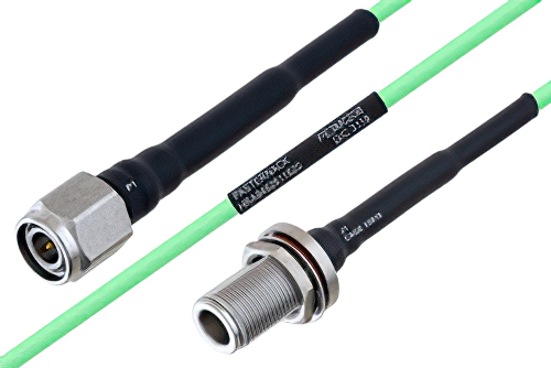 Temperature Conditioned TNC Male to N Female Bulkhead Low Loss Cable 18 Inch Length Using PE-P160LL Coax