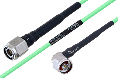 Temperature Conditioned TNC Male to N Male Right Angle Low Loss Cable 12 Inch Length Using PE-P160LL Coax