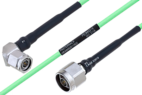 Temperature Conditioned TNC Male Right Angle to N Male Low Loss Cable 12 Inch Length Using PE-P160LL Coax