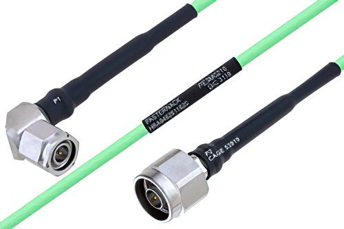Temperature Conditioned TNC Male Right Angle to N Male Low Loss Cable 24 Inch Length Using PE-P160LL Coax