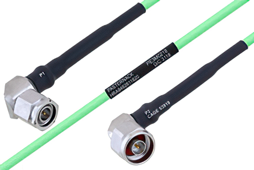 Temperature Conditioned TNC Male Right Angle to N Male Right Angle Low Loss Cable 12 Inch Length Using PE-P160LL Coax
