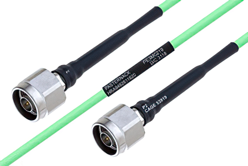 Temperature Conditioned N Male to N Male Low Loss Cable 18 Inch Length Using PE-P160LL Coax